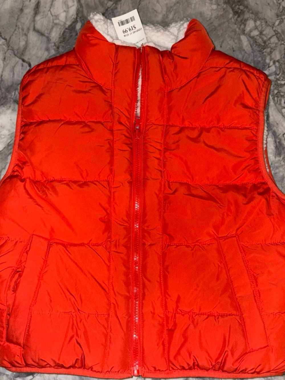 Love Tree Orange Reversible Vest with Sherpa Lining